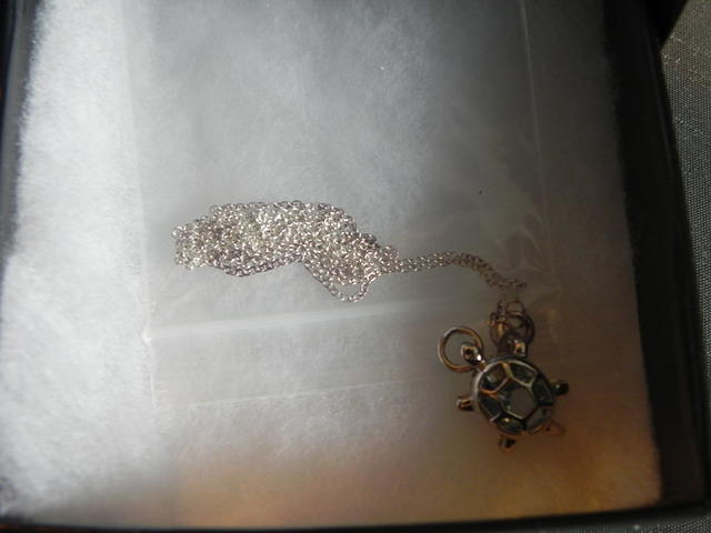 Blue Crystal Turtle Pendant