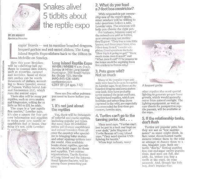 LI Expo Newsday article Oct 2009