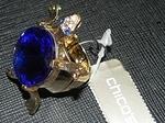 Blue adjustable turtle ring